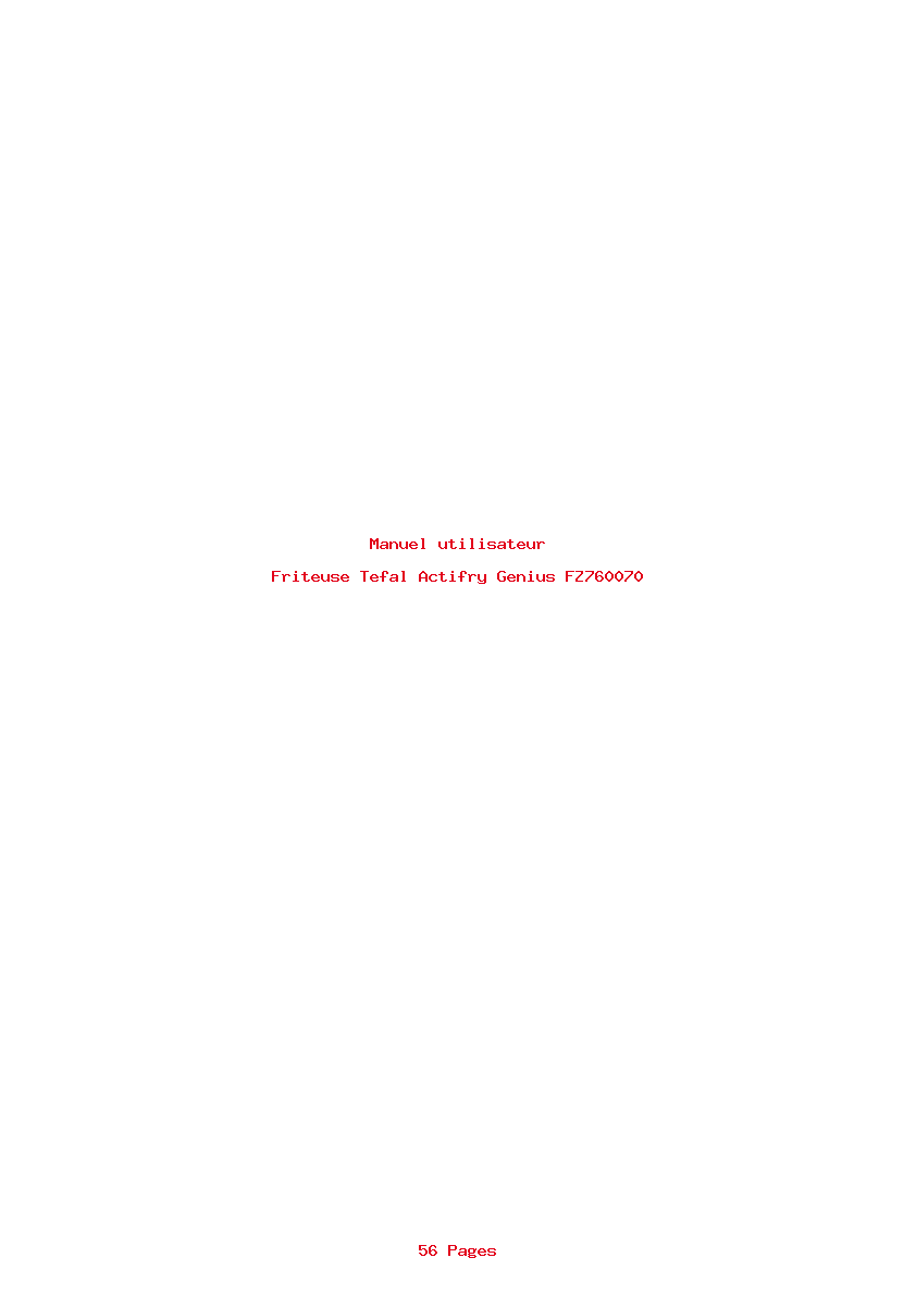 Page 1 de la notice Manuel utilisateur Tefal Actifry Genius FZ760070