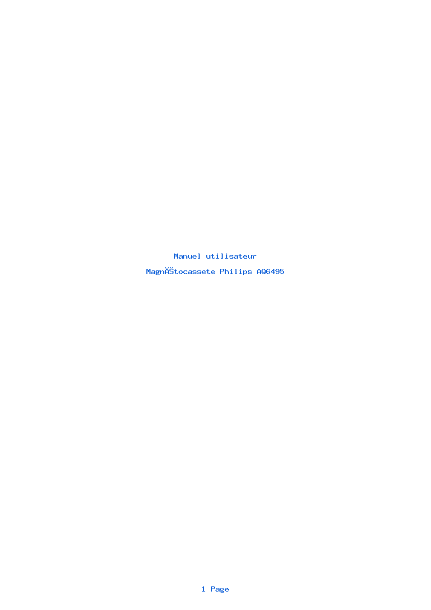 Page 1 de la notice Manuel utilisateur Philips AQ6495
