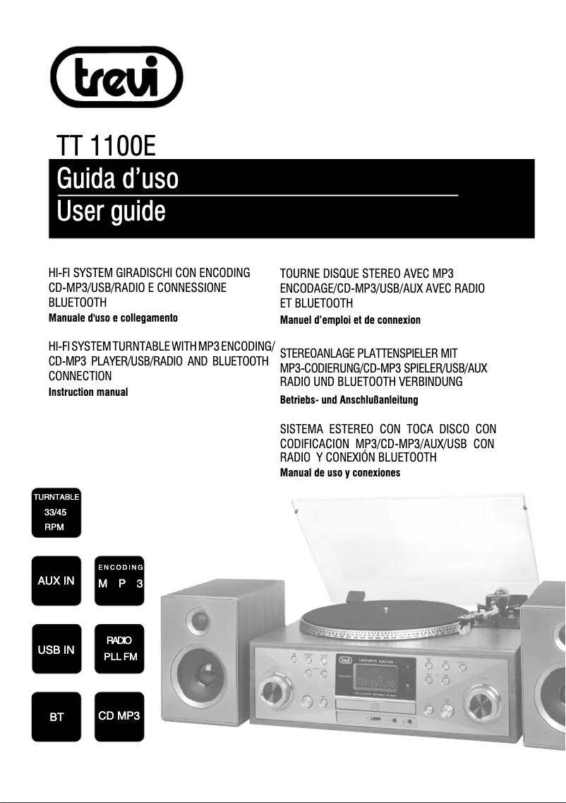 Page 1 de la notice Manuel utilisateur Trevi TT 1100 E