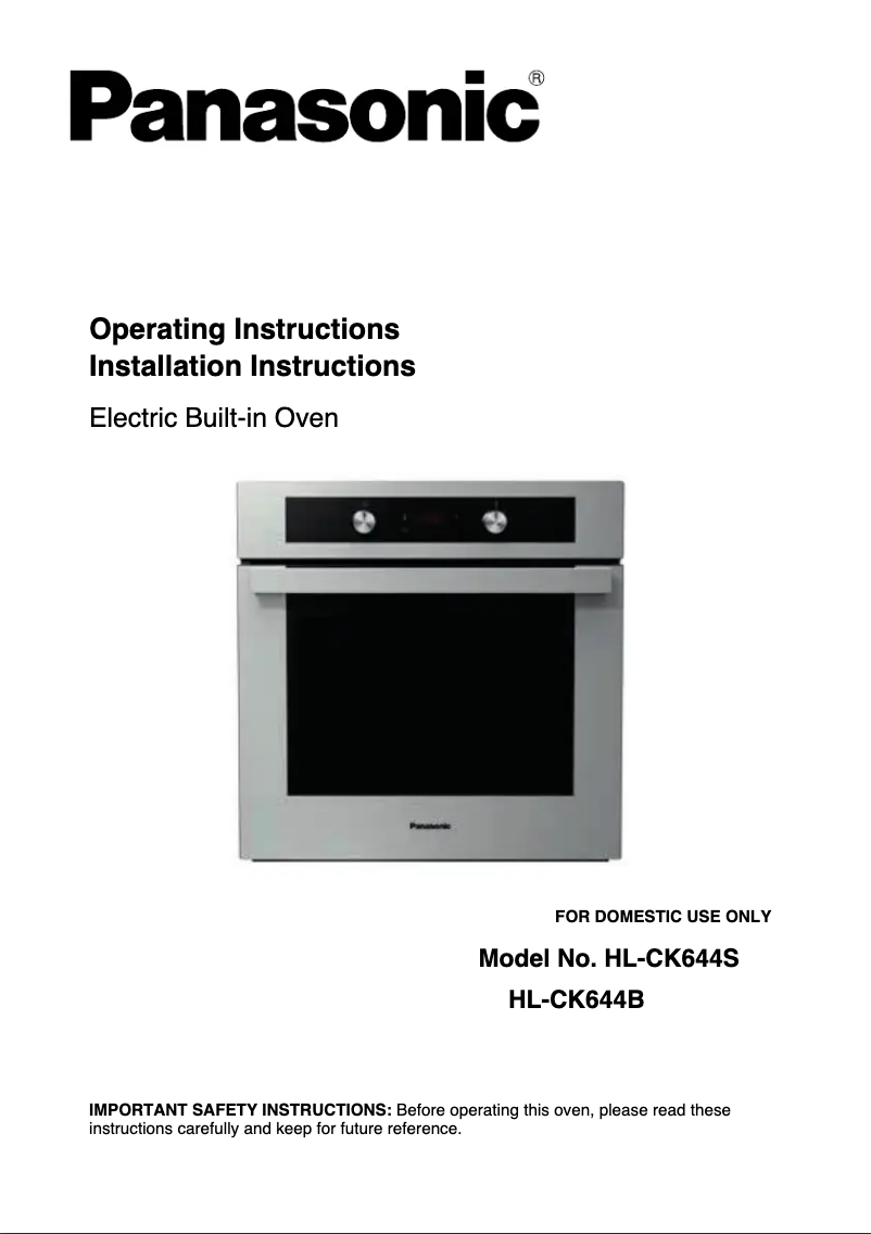 Page 1 de la notice Manuel utilisateur Panasonic HL-CK644SB
