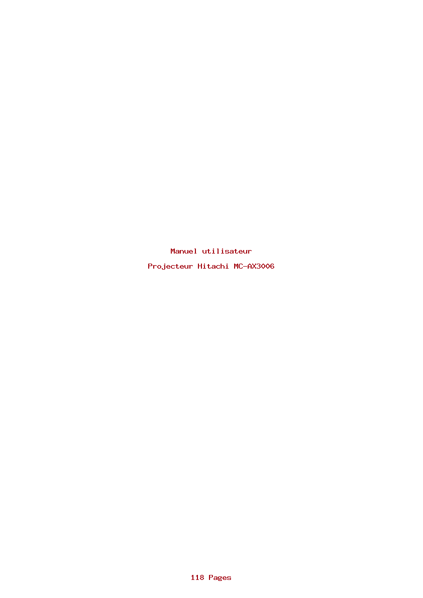 Page 1 de la notice Manuel utilisateur Hitachi MC-AX3006