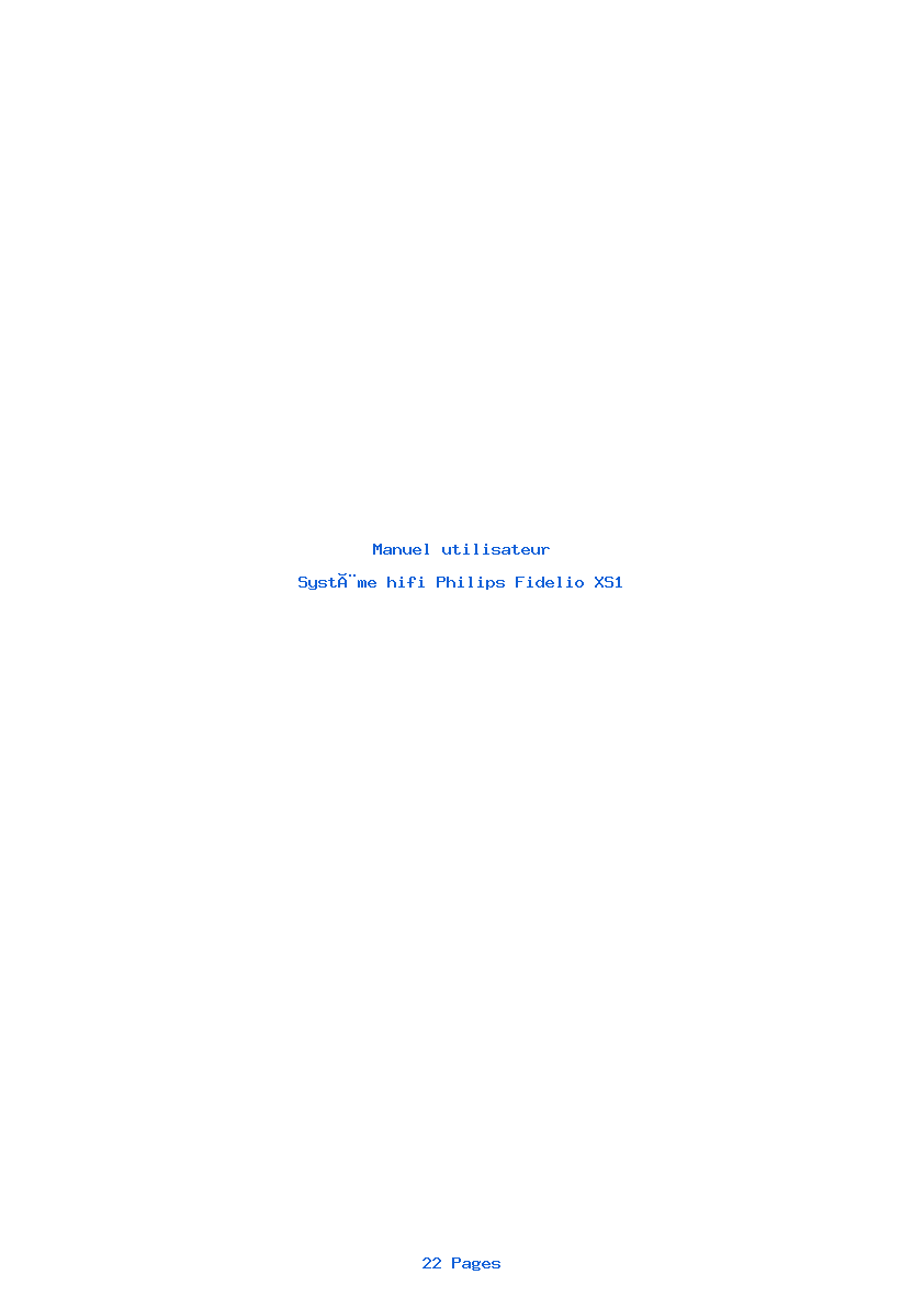 Page 1 de la notice Manuel utilisateur Philips Fidelio XS1