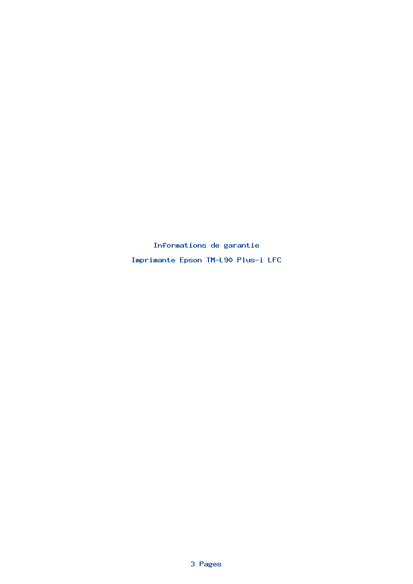 Page 1 de la notice Informations de garantie Epson TM-L90 Plus-i LFC