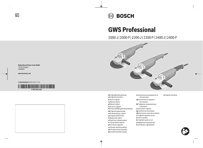 Page 1 de la notice Manuel utilisateur Bosch GWS 2000 P Professional