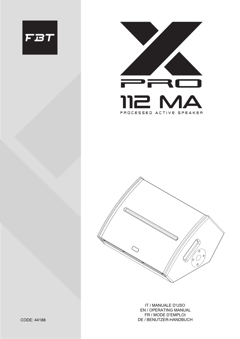 Page 1 de la notice Manuel utilisateur FBT X-PRO 112MA
