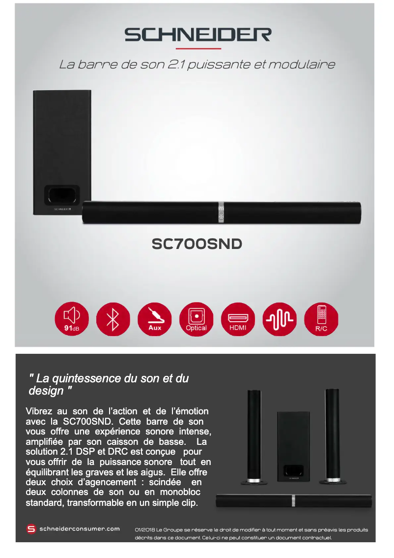 Página 1 del manual Ficha técnica Schneider SC700SND