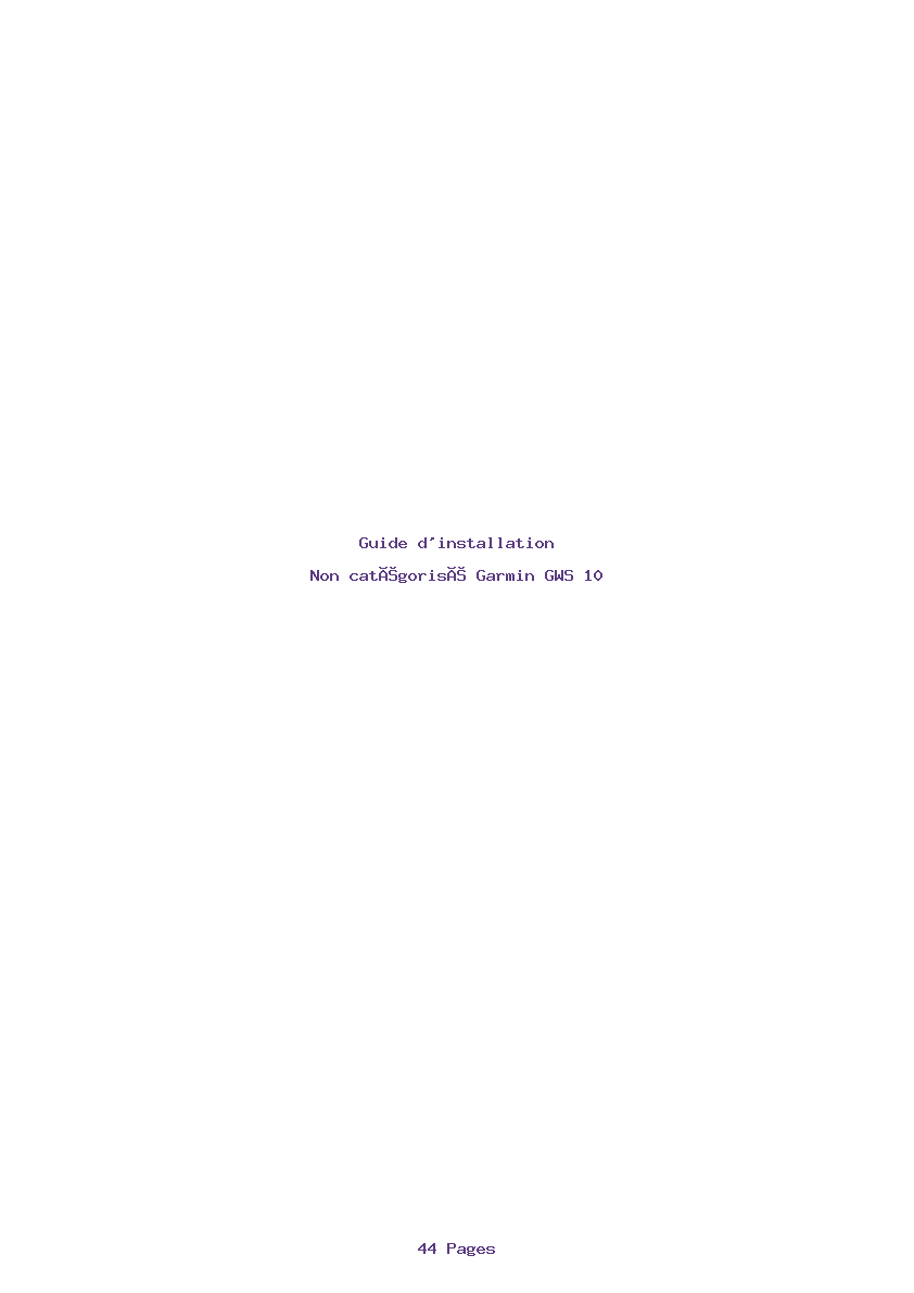 Page 1 de la notice Guide d'installation Garmin GWS 10