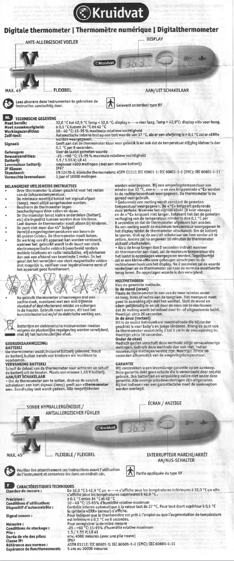 Page 1 de la notice Manuel utilisateur Kruidvat MT1921-K
