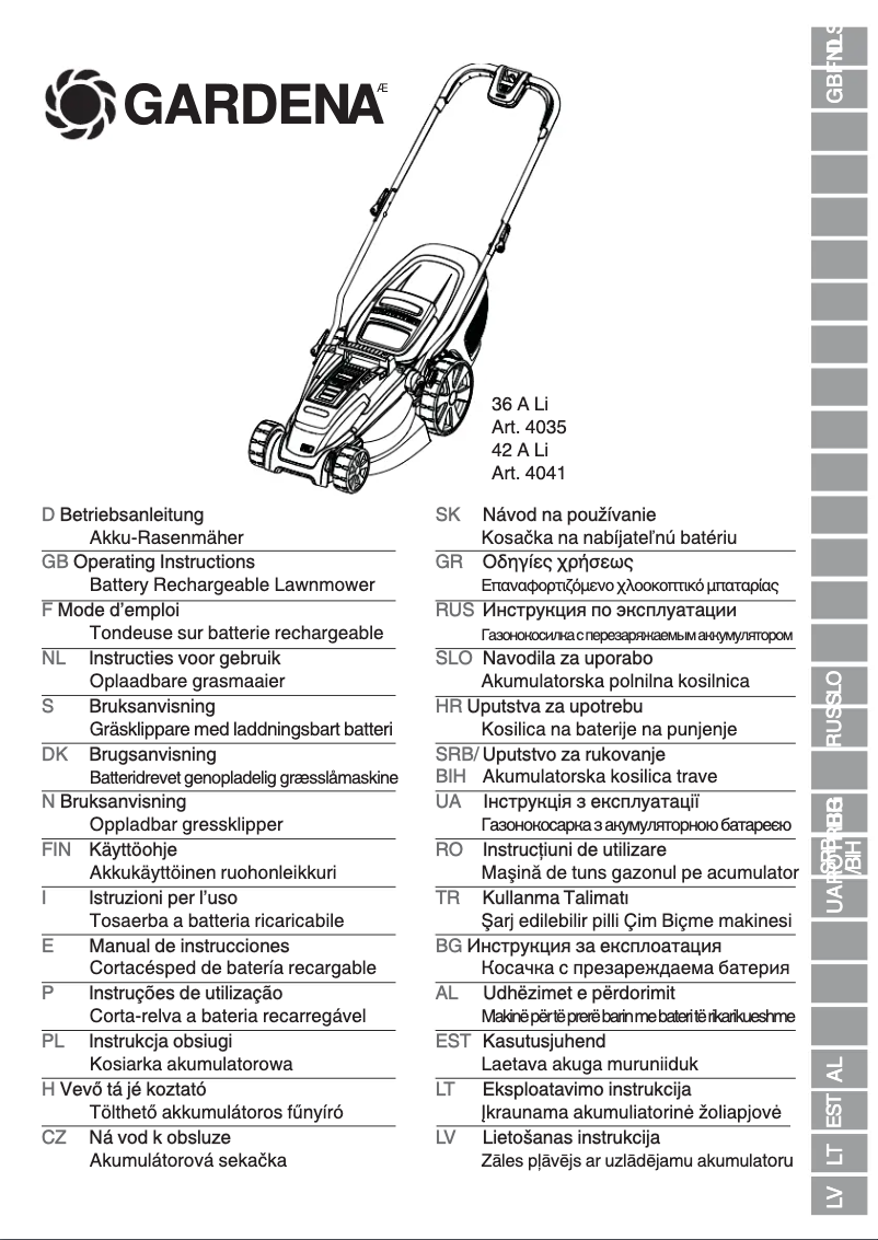 Page 1 de la notice Manuel utilisateur Gardena PowerMax 42 A Li