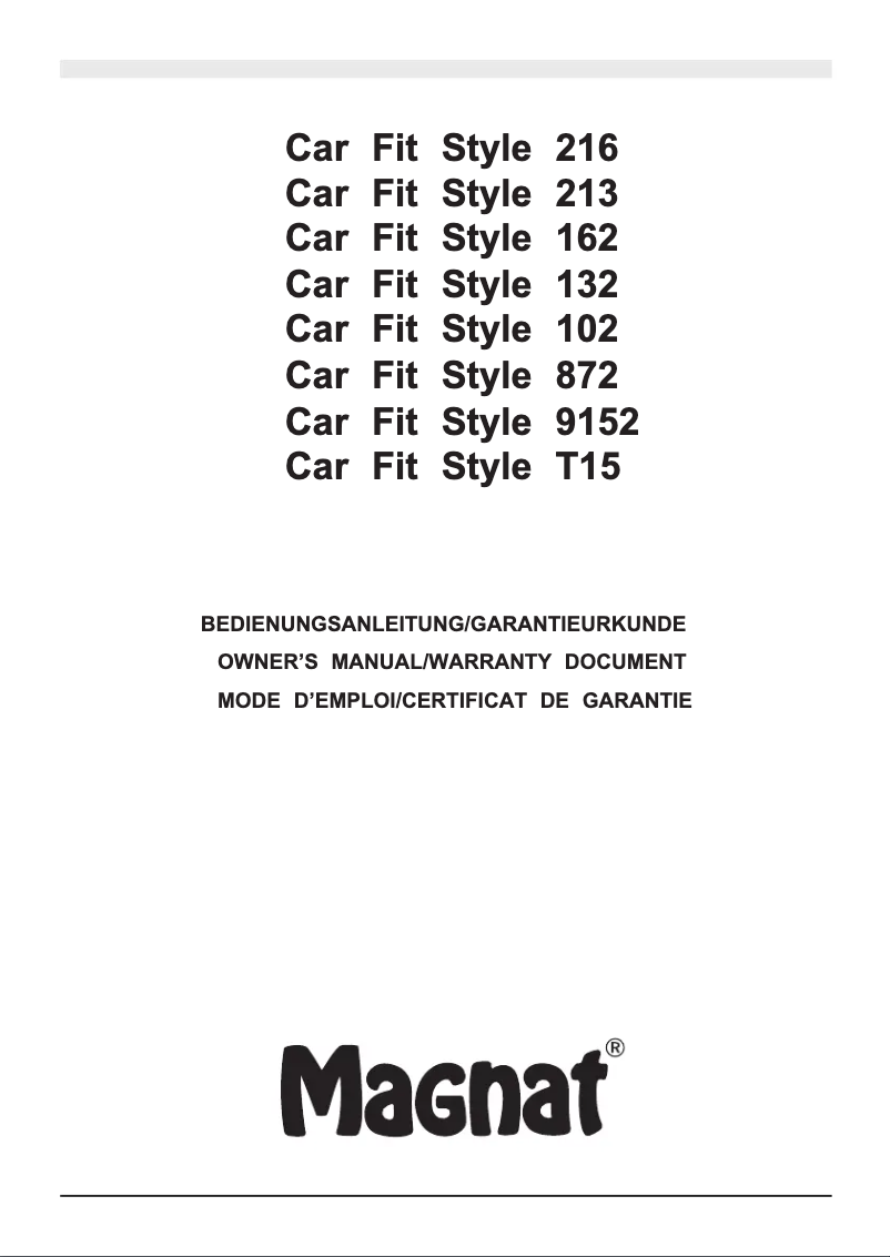 Page 1 de la notice Manuel utilisateur Magnat Car Fit Style 213