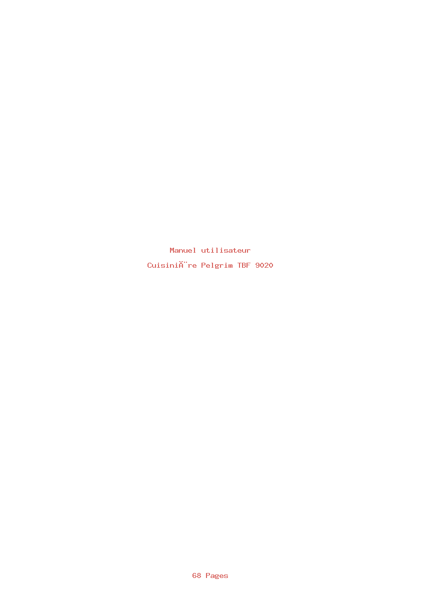 Page 1 de la notice Manuel utilisateur Pelgrim TBF 9020