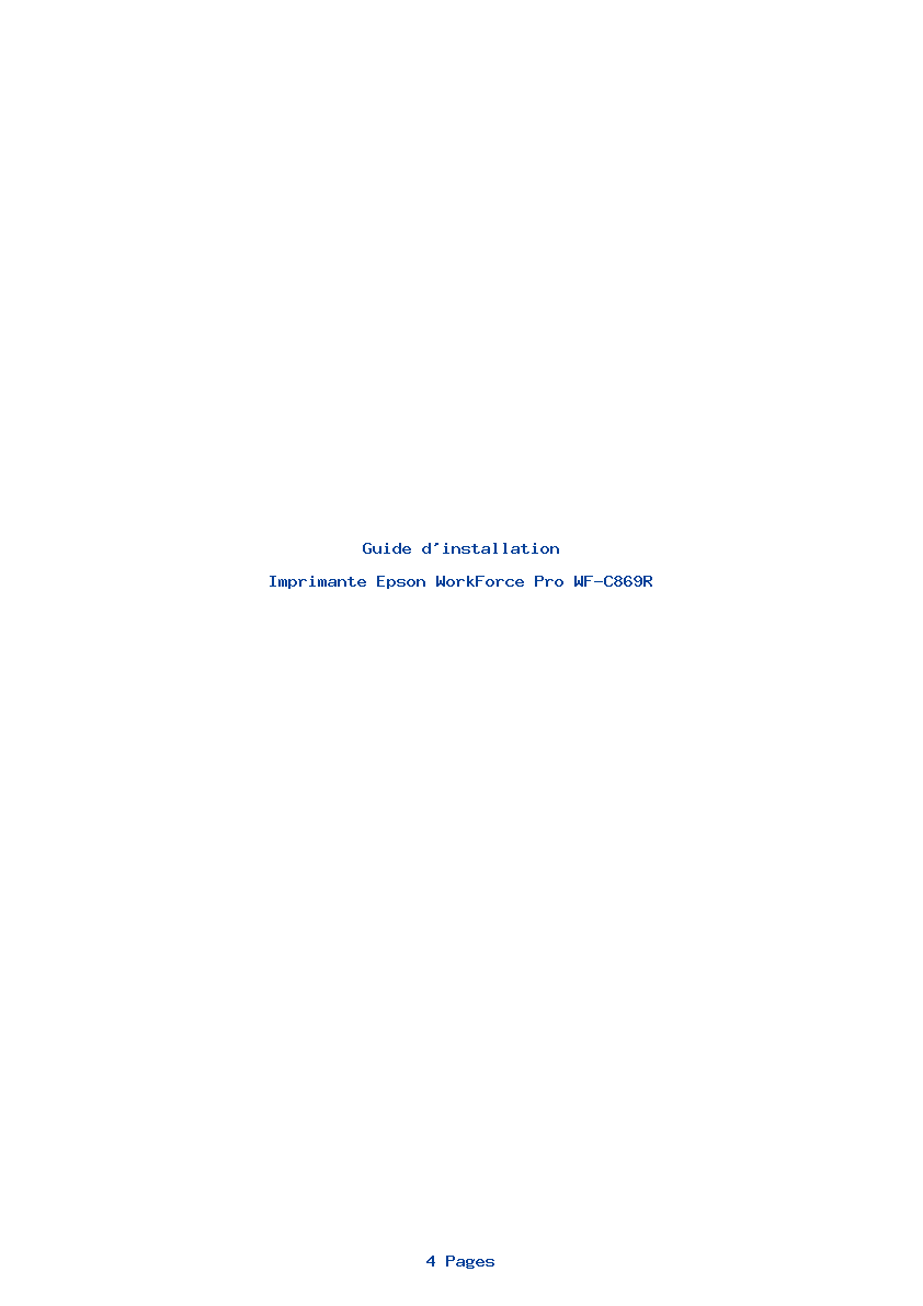 Page 1 de la notice Guide d'installation Epson WorkForce Pro WF-C869R