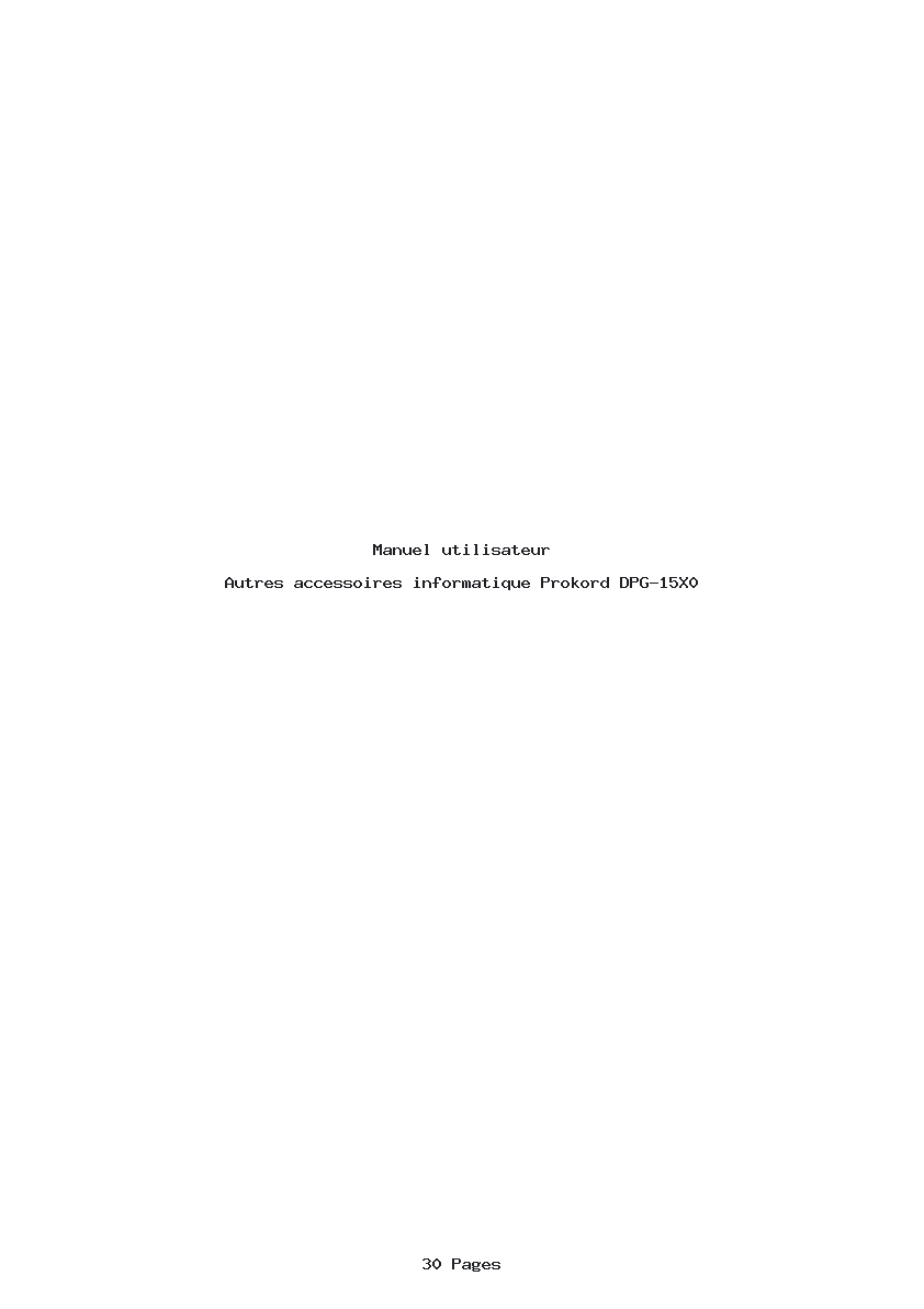 Page 1 de la notice Manuel utilisateur Prokord DPG-15X0
