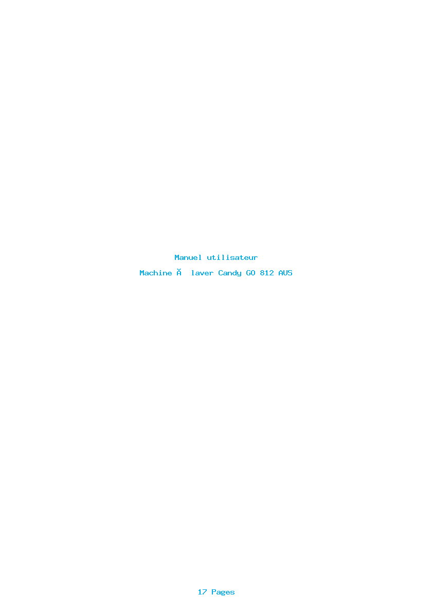 Page 1 de la notice Manuel utilisateur Candy GO 812 AUS