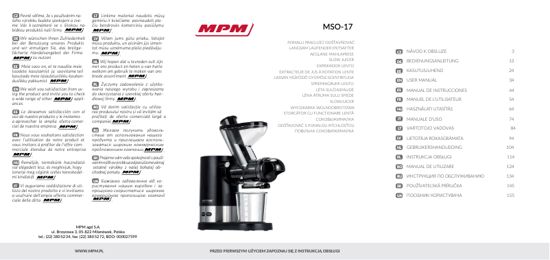 Page 1 de la notice Manuel utilisateur MPM MSO-17