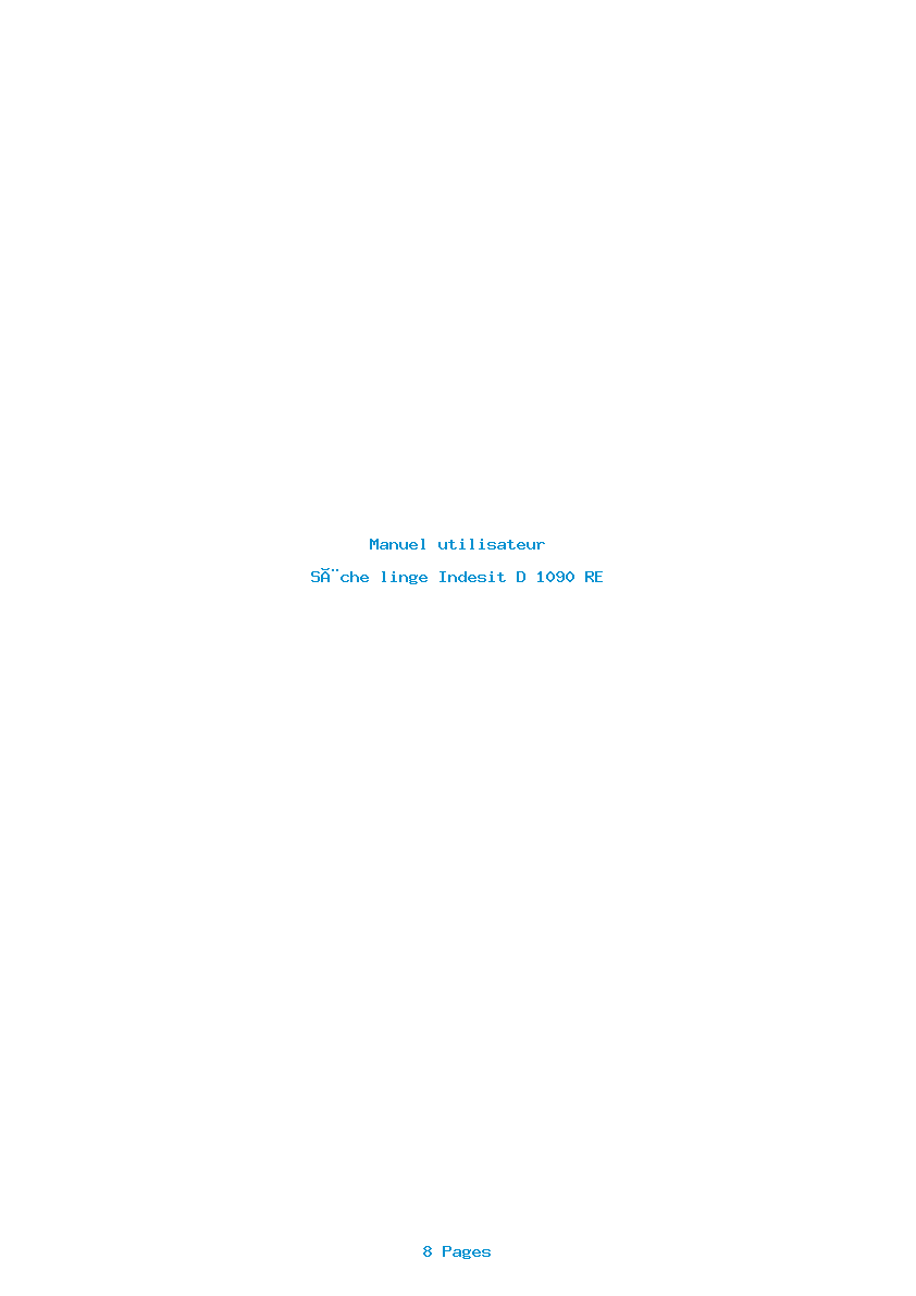Page 1 de la notice Manuel utilisateur Indesit D 1090 RE