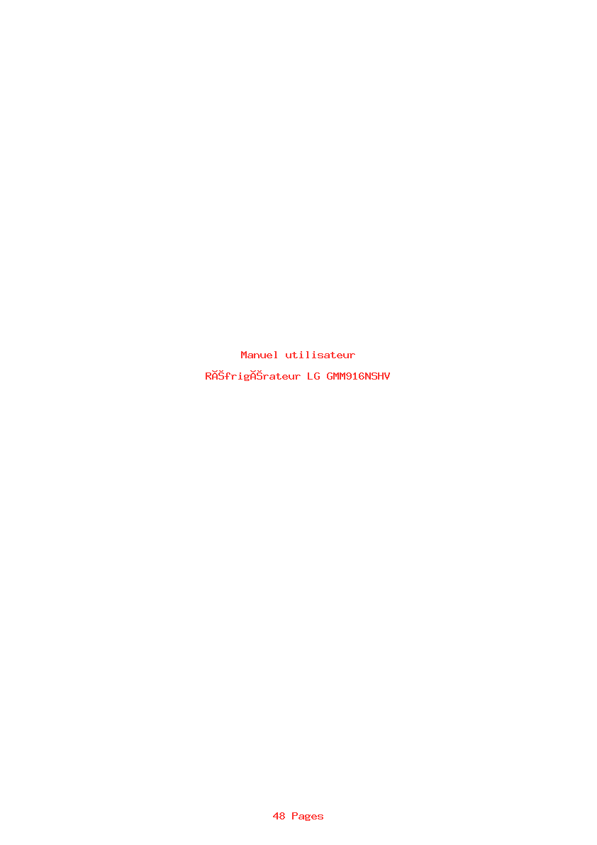 Page 1 de la notice Manuel utilisateur LG GMM916NSHV