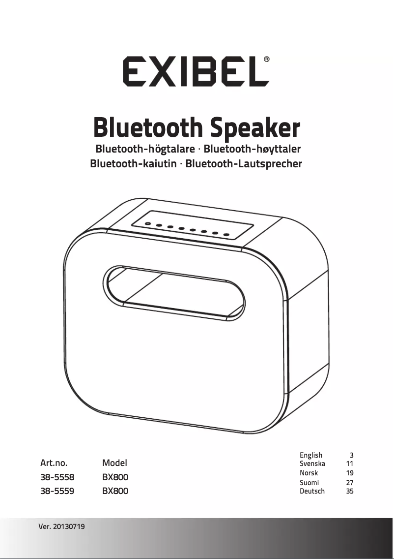 Page 1 de la notice Manuel utilisateur Exibel BX800