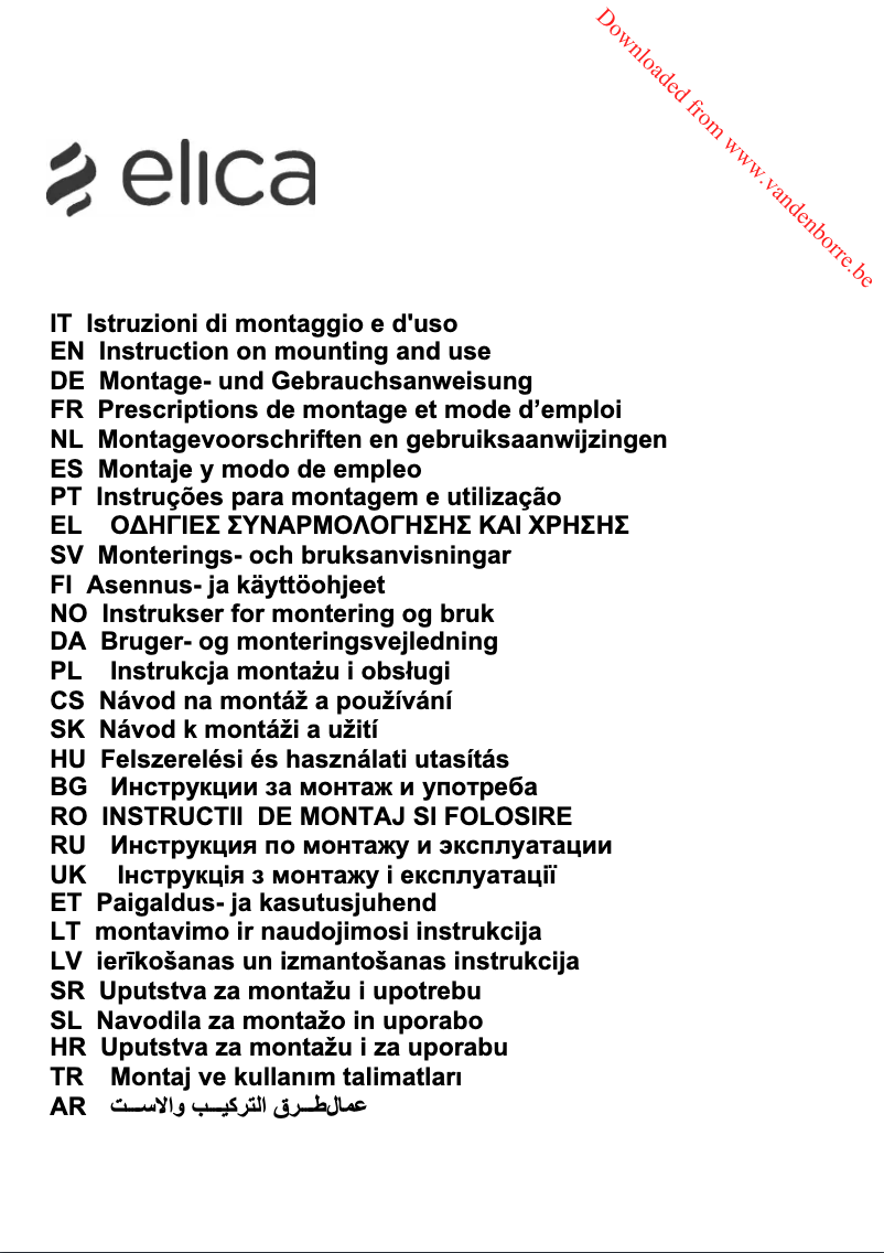 Page 1 of the manual User Manual Elica Om Air