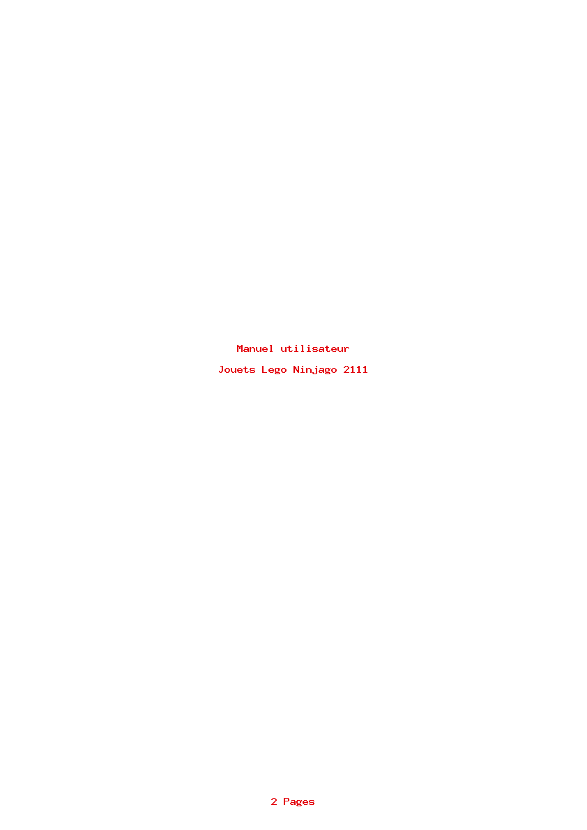 Page 1 de la notice Manuel utilisateur Lego Ninjago 2111