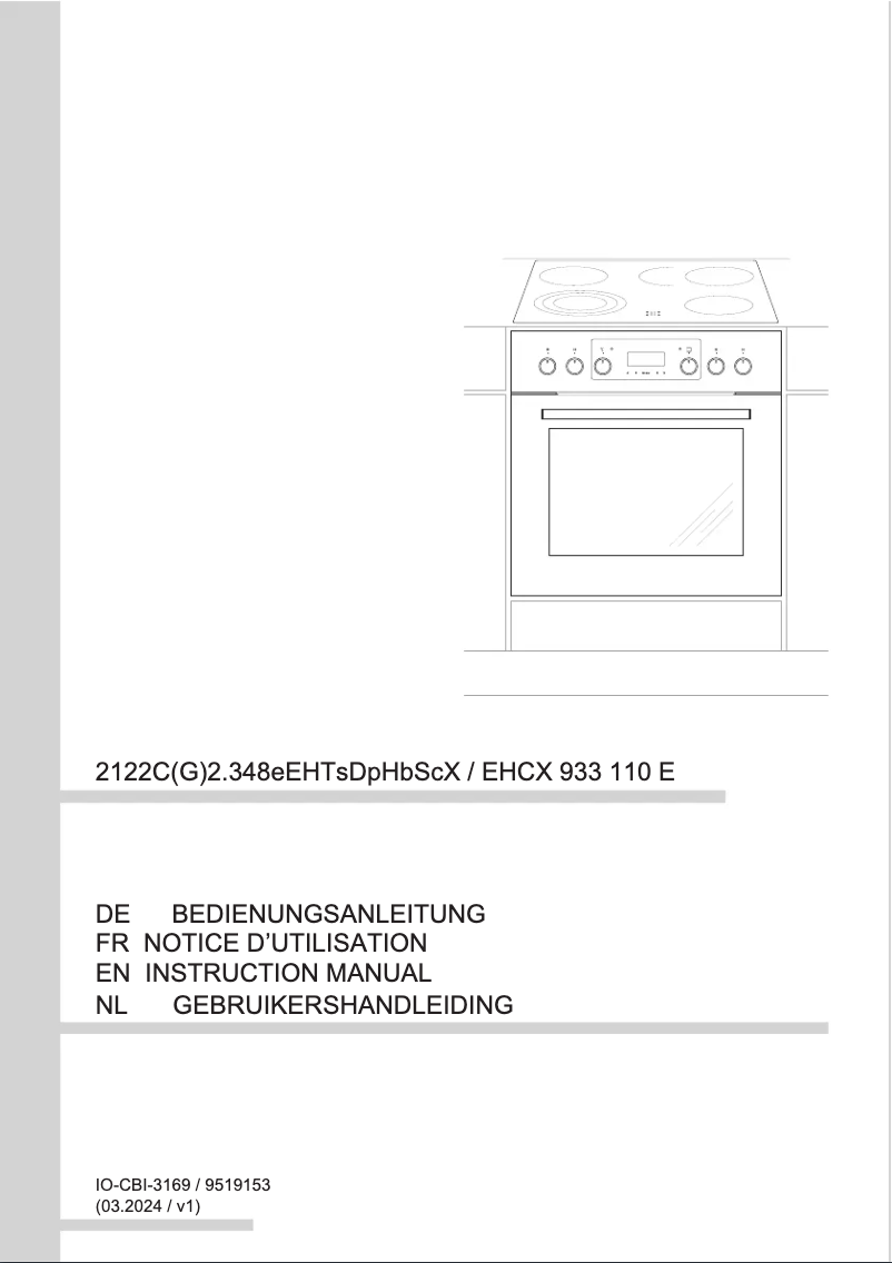 Page 1 de la notice Manuel utilisateur Amica EHCX 933 110 E