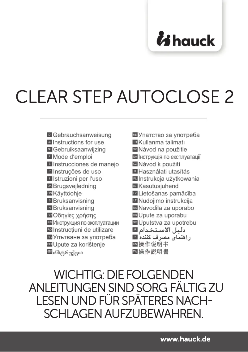 Page 1 de la notice Manuel utilisateur Hauck Clear Step Autoclose 2