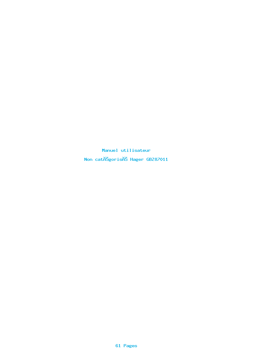 Page 1 de la notice Manuel utilisateur Hager GBZ87011