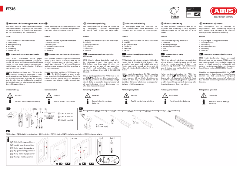 Página 1 del manual Manual de instrucciones Abus FTS16