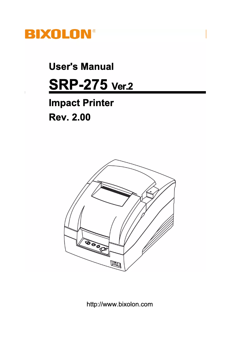 Page 1 of the manual User Manual Bixolon SRP-275A