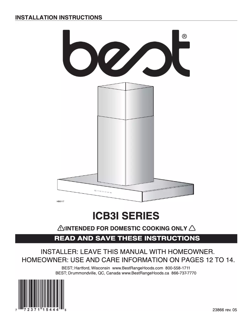 Page 1 de la notice Guide d'installation Best Ispira ICB3I36SBN