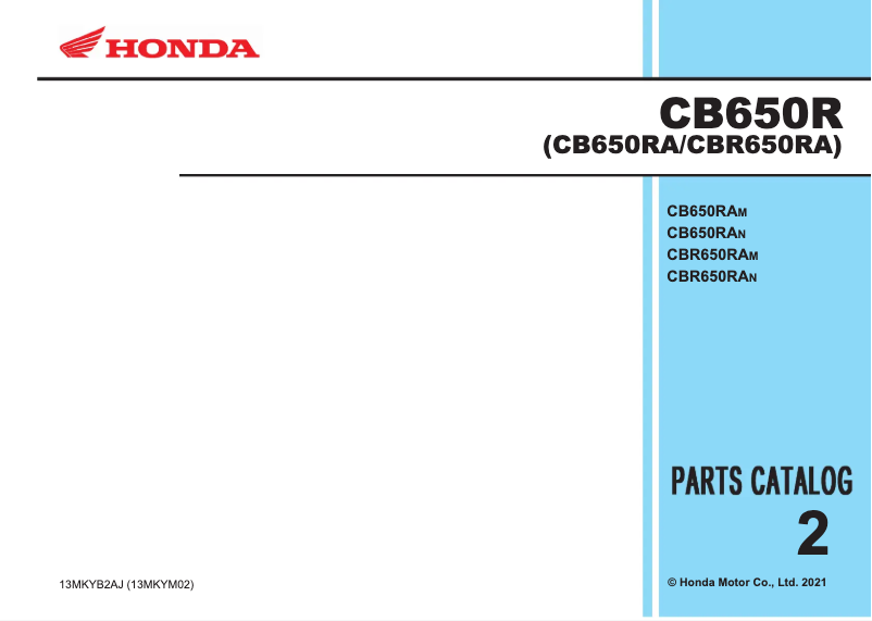 Page 1 of the manual Catalogue Honda CB650R (2022)