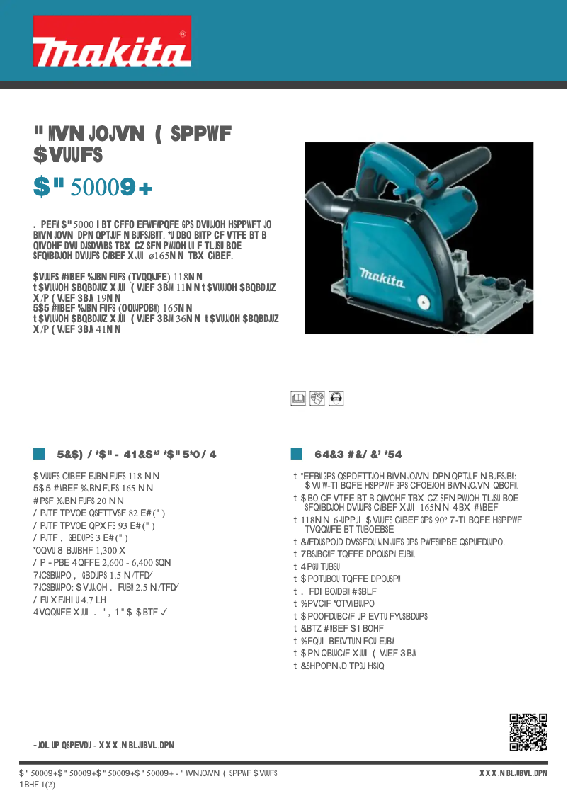 Page 1 de la notice Fiche technique Makita CA5000XJ