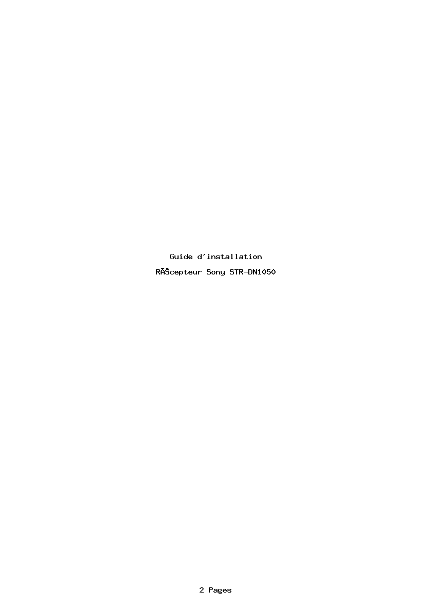 Page 1 de la notice Guide d'installation Sony STR-DN1050