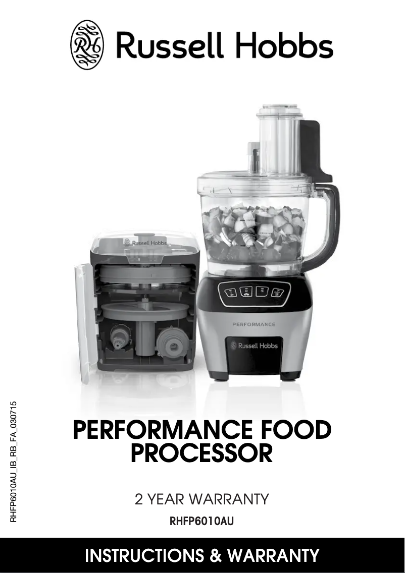 Page 1 de la notice Manuel utilisateur Russell Hobbs Performance RHFP6010
