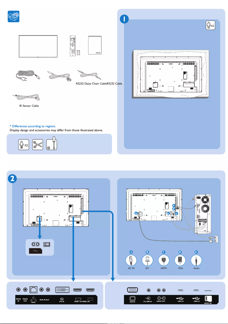 Page n°1 - Guide de démarrage rapide Philips 50BDL3050Q