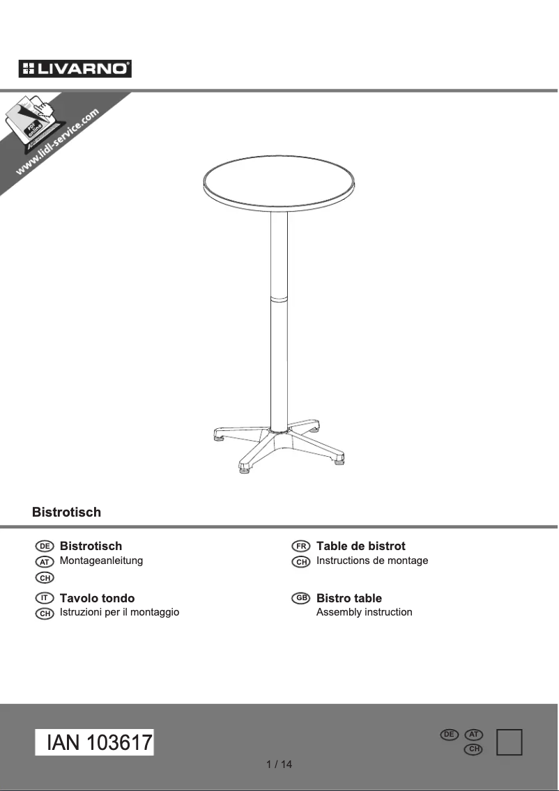 Page 1 de la notice Manuel utilisateur Livarno Lux IAN 103617