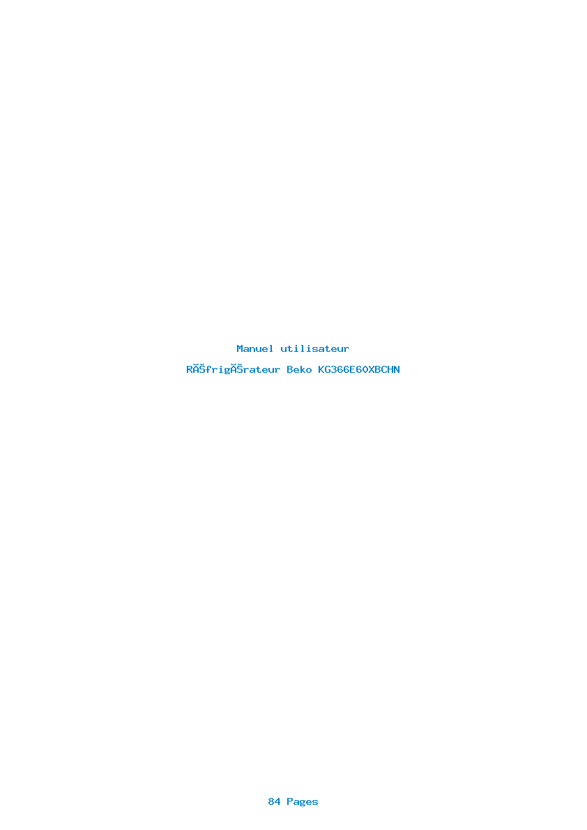 Page 1 de la notice Manuel utilisateur Beko KG366E60XBCHN