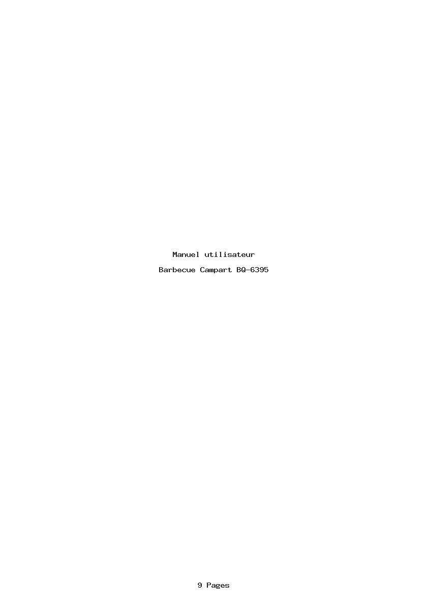 Page 1 de la notice Manuel utilisateur Campart BQ-6395