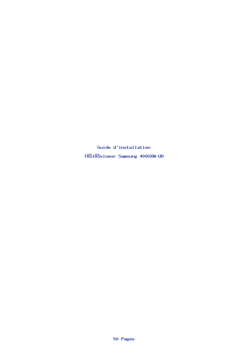 Page 1 de la notice Guide d'installation Samsung 400UXN-UD