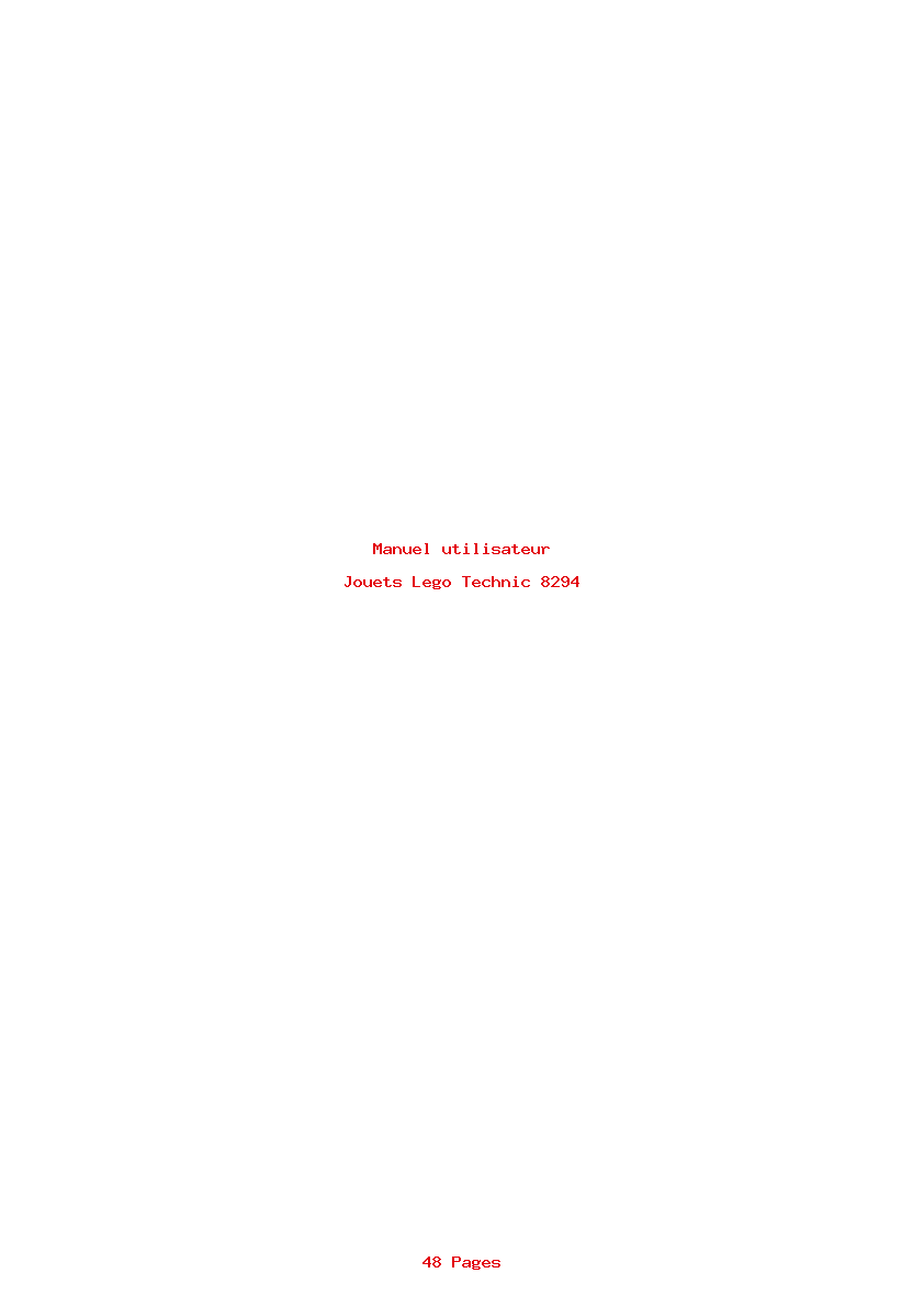 Page 1 de la notice Manuel utilisateur Lego Technic 8294