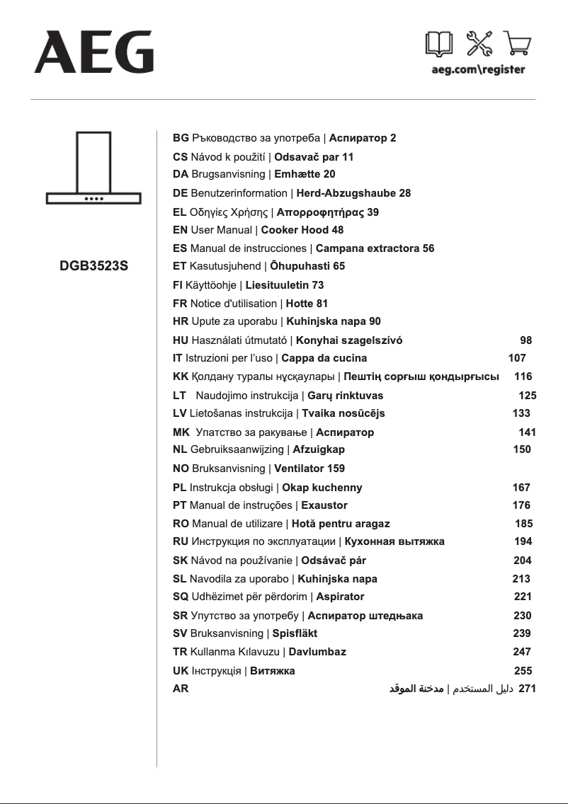 Page 1 de la notice Manuel utilisateur AEG DGB3523S