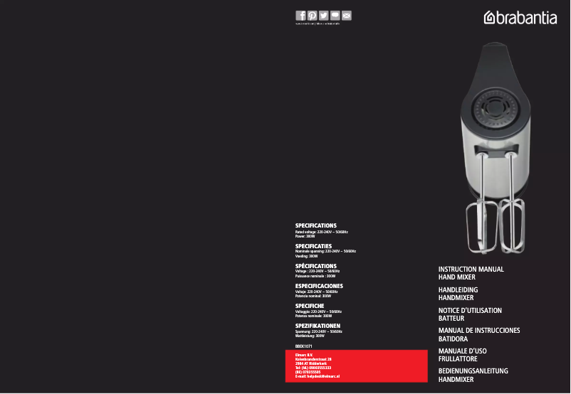 Page 1 of the manual User Manual Brabantia BBEK1071