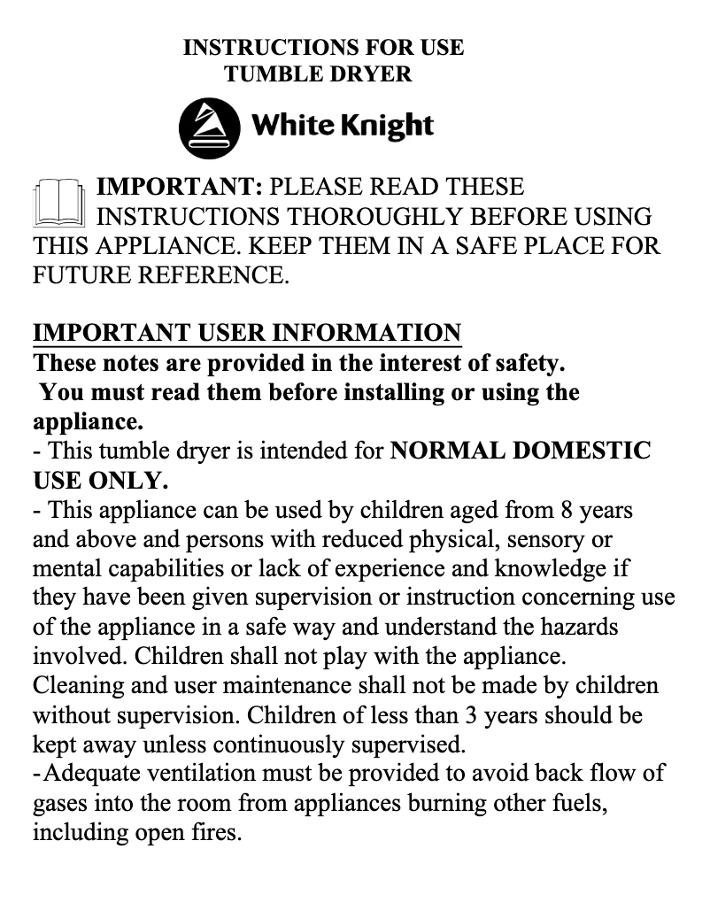Página 1 del manual Manual de usuario White Knight C38AS