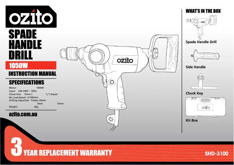 Page 1 de la notice Manuel utilisateur Ozito SHD-3100