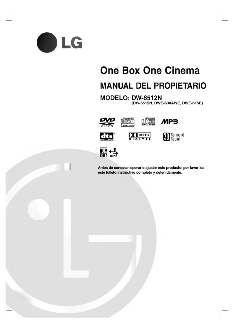 Page 1 de la notice Manuel utilisateur LG DW6512N