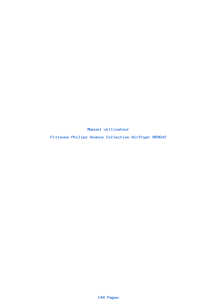 Page 1 de la notice Manuel utilisateur Philips Avance Collection Airfryer HD9642