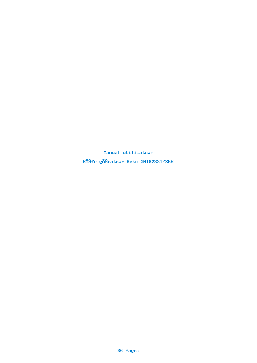 Page 1 de la notice Manuel utilisateur Beko GN162331ZXBR