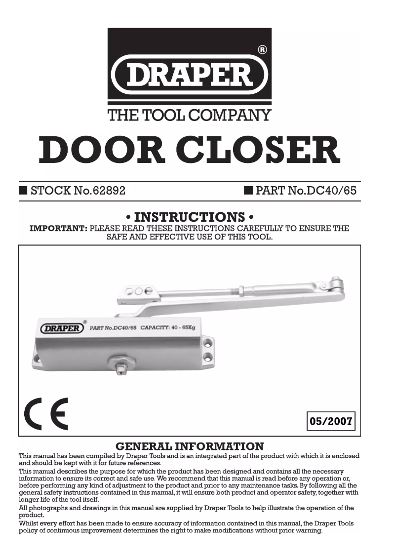 Page 1 de la notice Manuel utilisateur Draper DC40/65