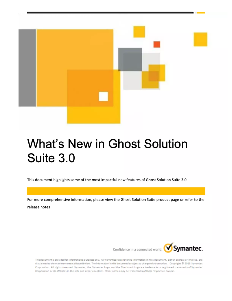 Page 1 de la notice Manuel utilisateur Symantec Ghost Solution Suite