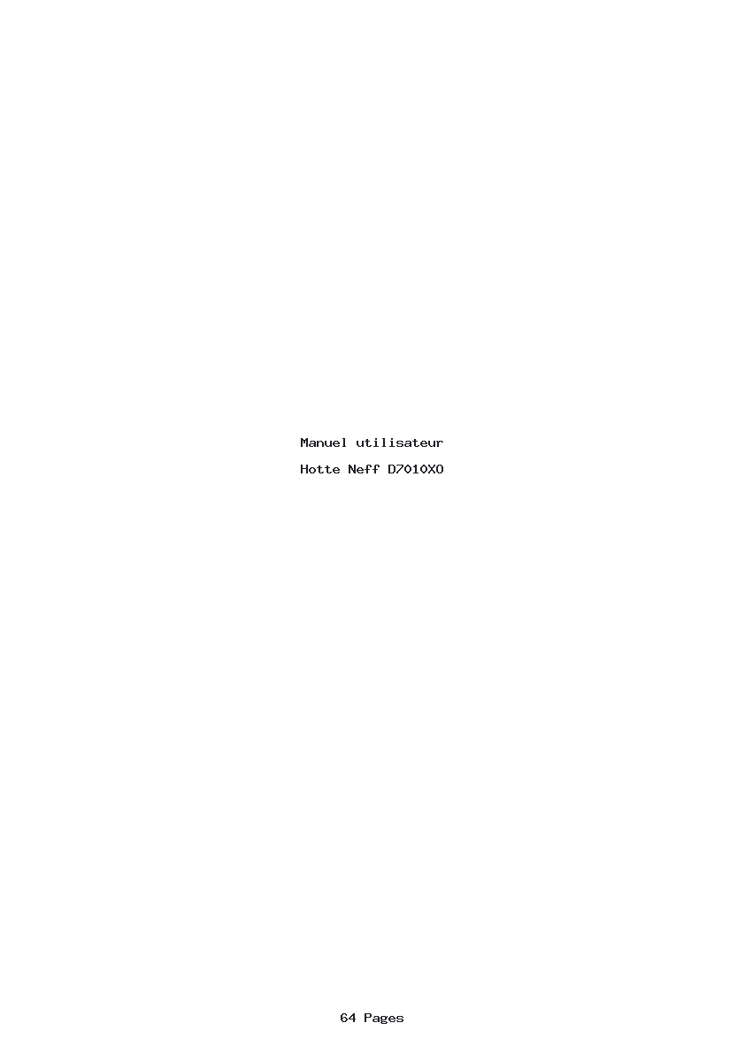 Page 1 de la notice Manuel utilisateur Neff D7010XO